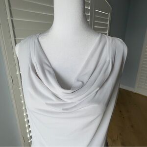 Calvin Klein White Cowl Neck Blouse Top Size Small